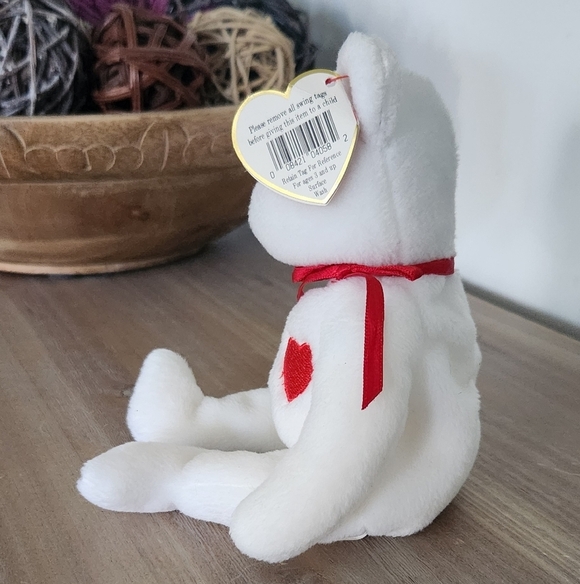 🧸❤️ TY Beanie Baby – "Valentino" the White Teddy Bear (1993) – Classic Vintage - Picture 5 of 12